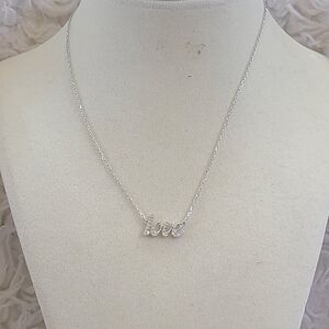 Swarovski Love Emotion Necklace Jewelry Rhodium Plated- Excellent Condition
